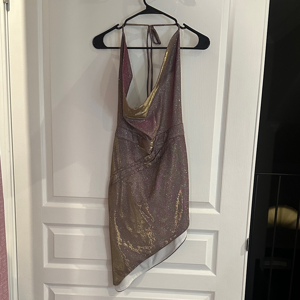 Elegant Gold and Purple Women's Dress
